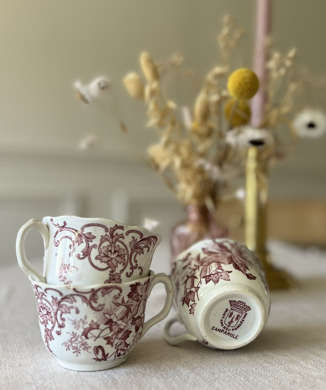 CAMPANULE - Trio de tasses à café signé St Amand &amp; Hamage - Terre de Fer