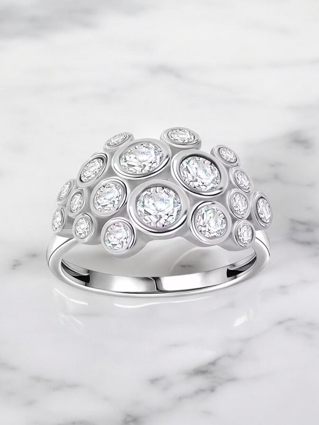 Beautiful Swarovski Zirconias Bubble Design Ring.