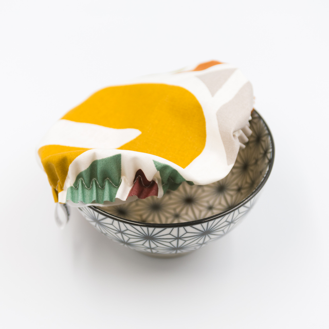 Couvre bol en lin ou coton enduit réutilisable