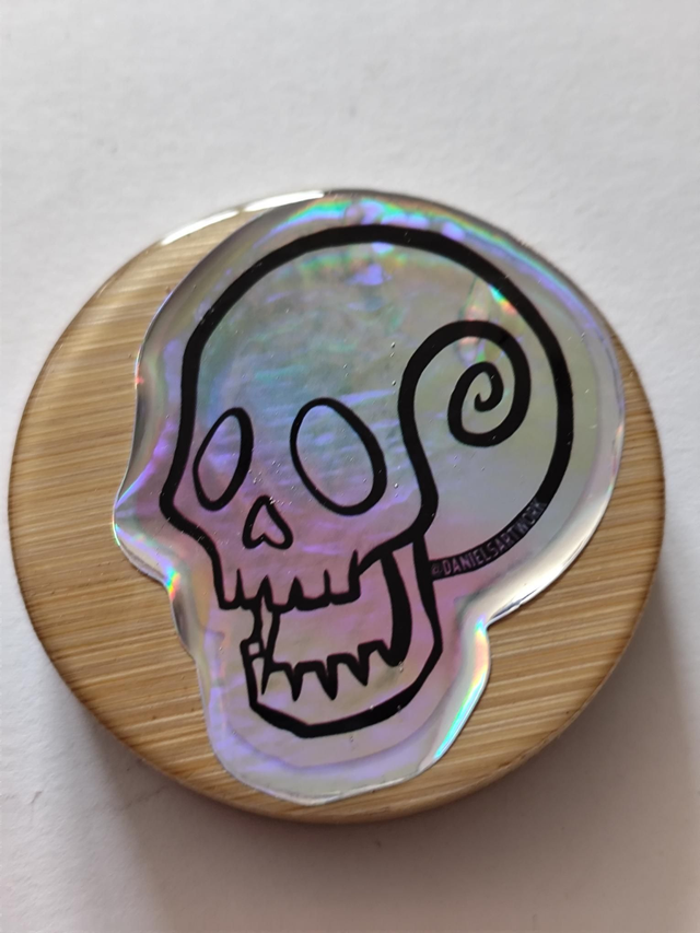 Décapsuleur magnétique frigo Tête de mort holographique