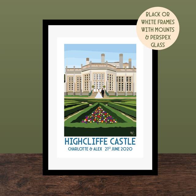 Highcliffe Castle, Personalised Wedding Venue Print