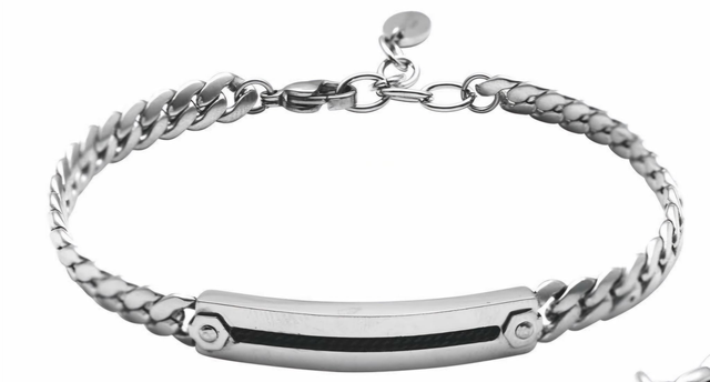 bracciale da uomo in acciaio e ip nero .  rif.b23076
