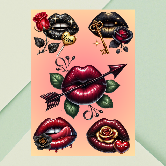 Lèvres Passion &amp; Mystère — Roses, Clés d’Amour et Glamour Noir