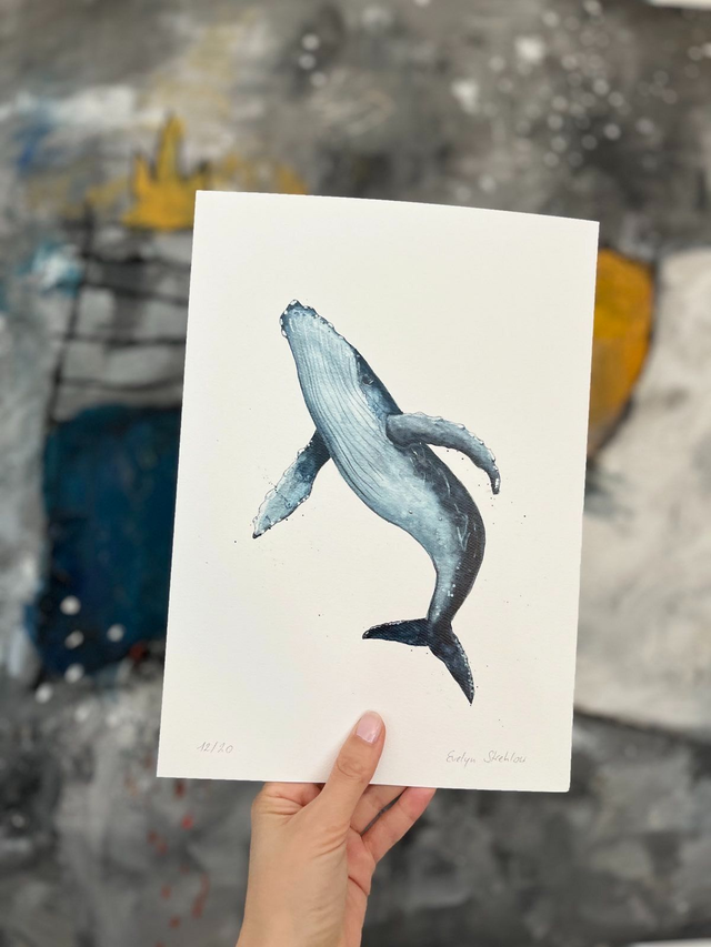 Kunstdruck A4 "Blauwal"