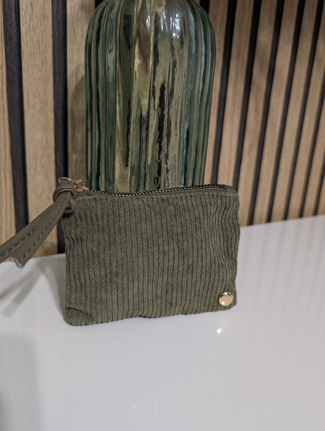 Porte monnaie velours kaki 