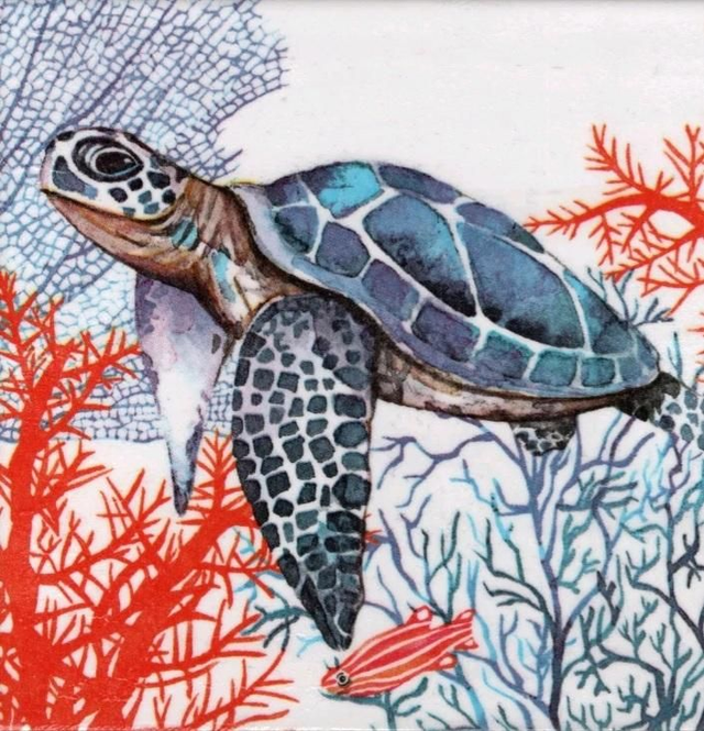 Handmade Dekofliese Schildkröte