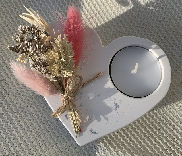 Bougeoir coeur en plâtre