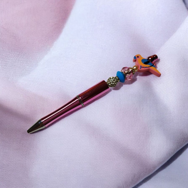 Stylo perles rose bleu