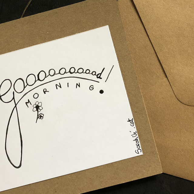 Carte - good morning - 13,5 x 13,5 cm - enveloppe kraft 