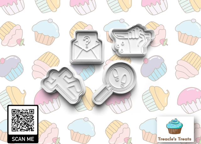 Murder Mystery Theme Fondant/cookie stamps with cutters
