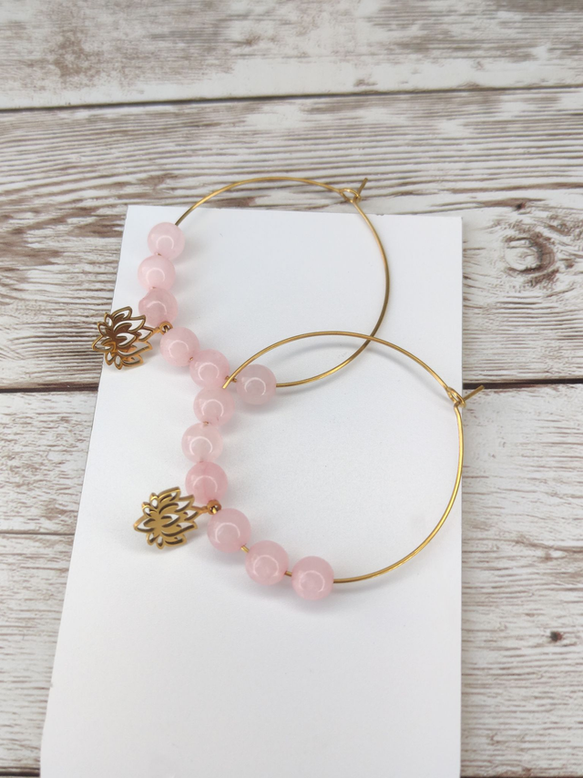 Boucles Quartz Rose créole 4 cm