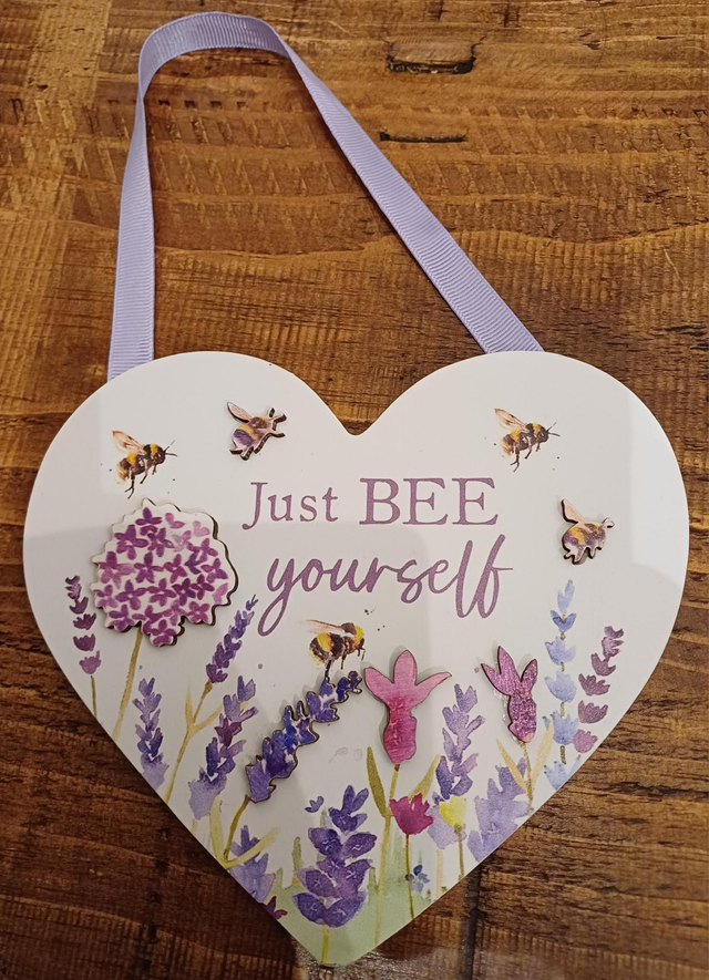 Lavender & Bees Heart Plaque