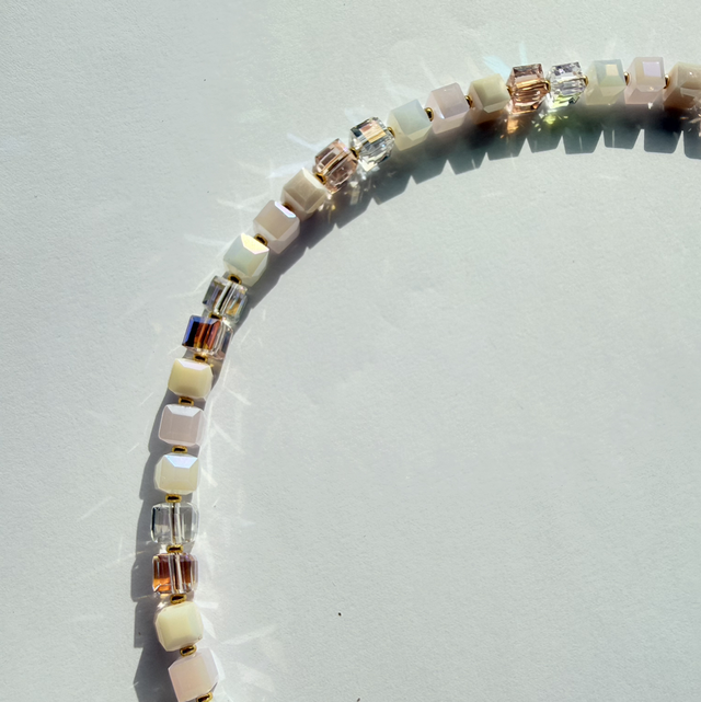 CELINE - Blush & Iridescent Beaded Toggle Necklace
