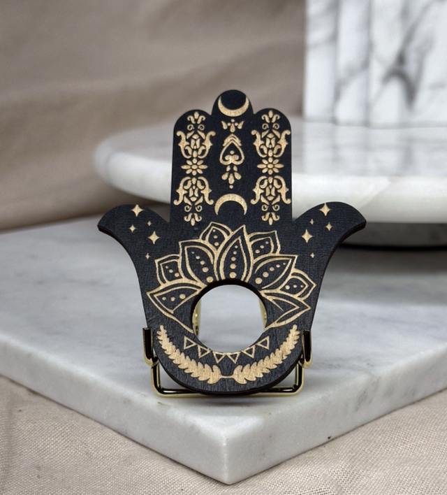 Hamsa Wood Sphere Holder