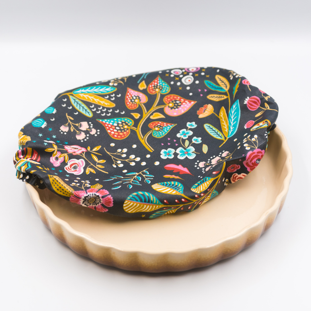 Couvre saladier 30cm en lin ou coton enduit réutilisable