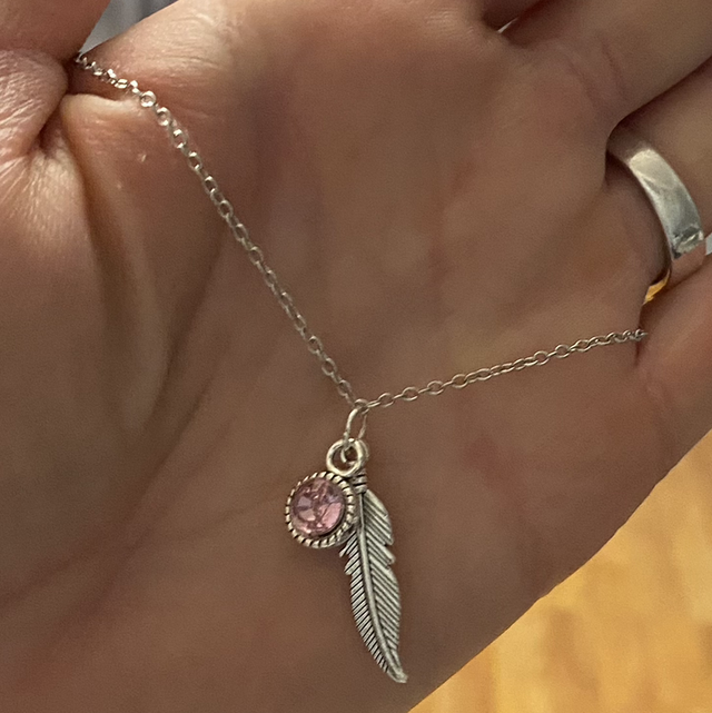 Feather &amp; faux crystal anklet