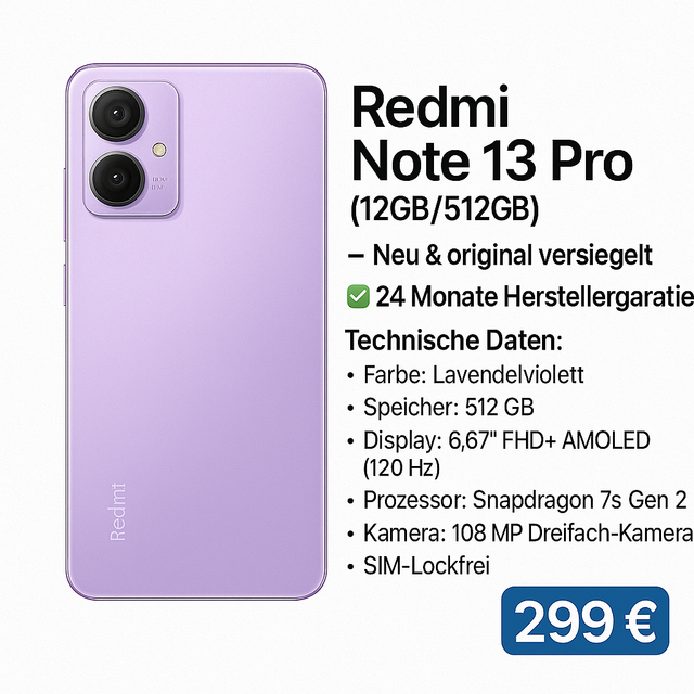 Redmi Note 13 Pro – Lavender Purple (12GB/512GB)
