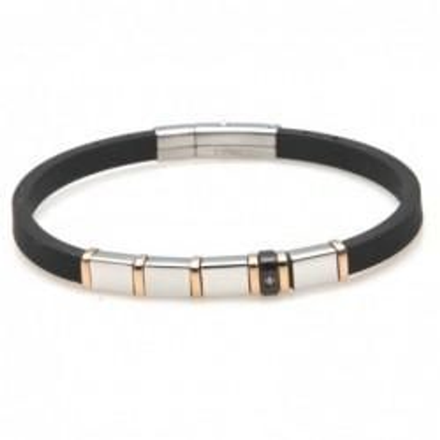 Bracciale uomo in caucciù con inserto in acciaio 