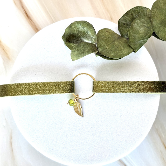 Bracelet INFINE Doré à l’Or Cuir Cool Matcha Metallica