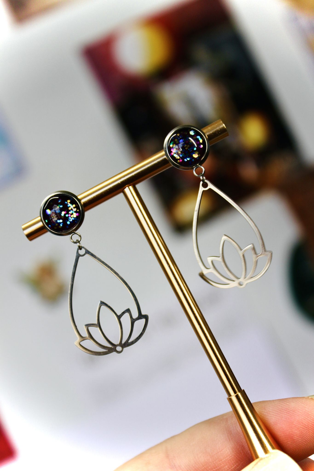 BO Lotus argentées - Eclipse féerique (aubergine et paillettes multicolores)