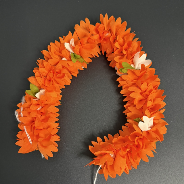 Orange Color Jasmine Flower Fabric Gajra 1pc