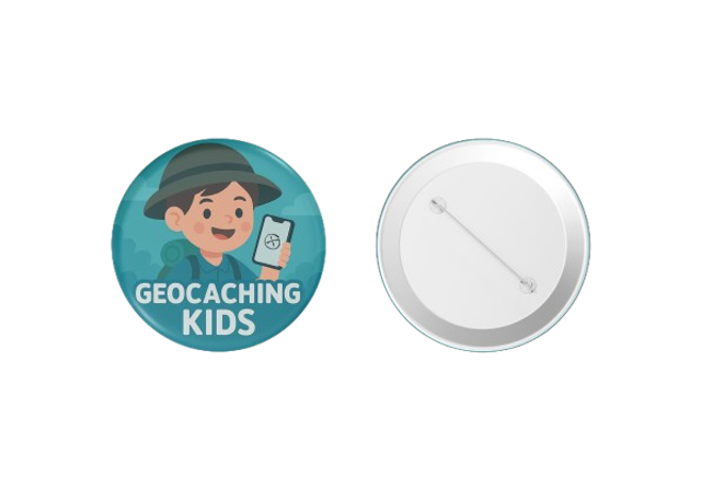 Badge Geocaching Kids - Jeune Aventurier (Ø 4,4 cm)