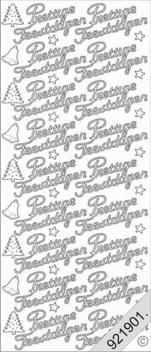 Prettige feestdagen + bomen + klokken goud (254)