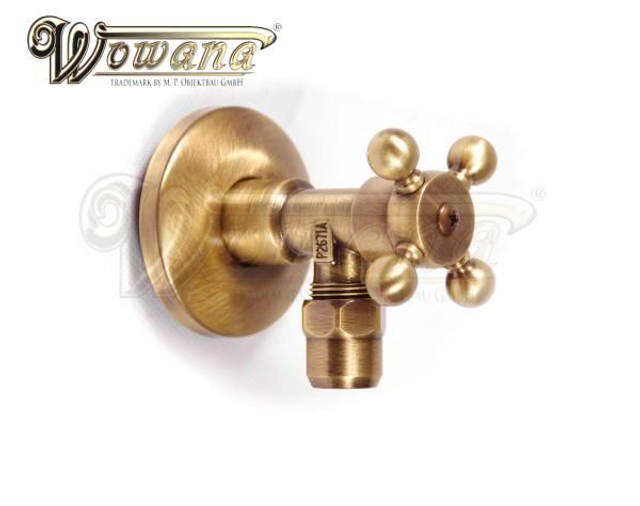 Eckventil Kreuzgriff Bronze (Altmessing) Retro 1/2" x 3/8" Altmessing Ital.Hersteller 