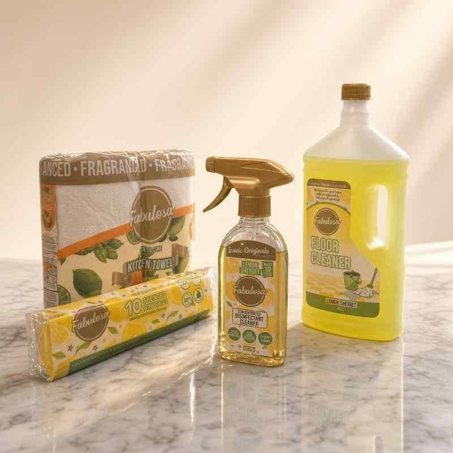 Fabulosa Lemon Sherbet Kitchen Cleaning Bundle – 4 Piece Set | Household Cleaning