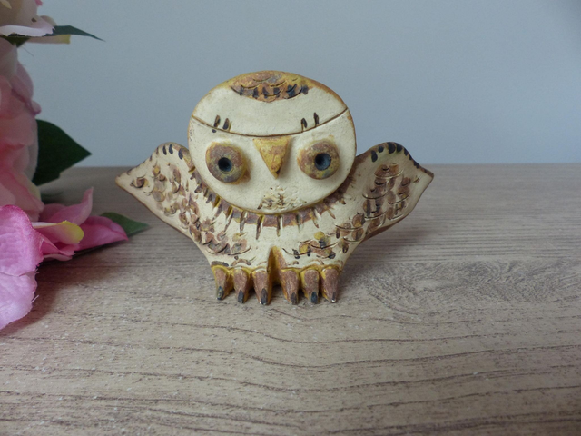 Chouette en céramique au sel signée Jacky Coville – Pièce artisanale française de l’atelier de Biot, objet de collection rare