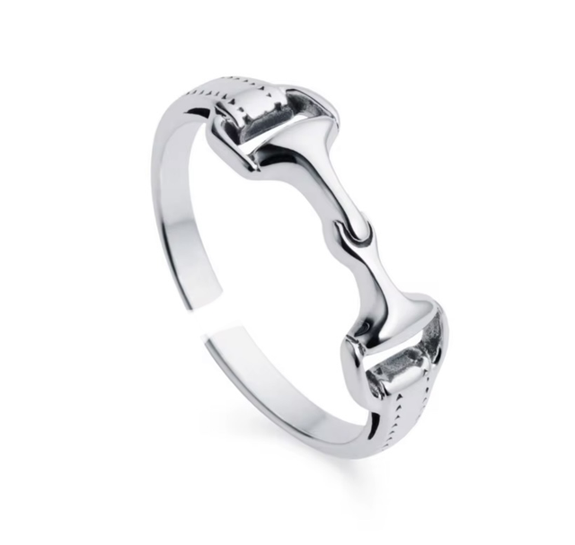 925 Silver Plated Adjustable Snaffle Bit Ring