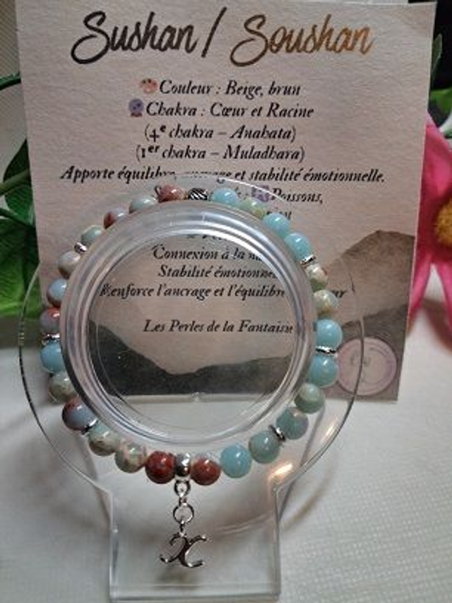 Bracelet en Shoushan + carte chakra incluse