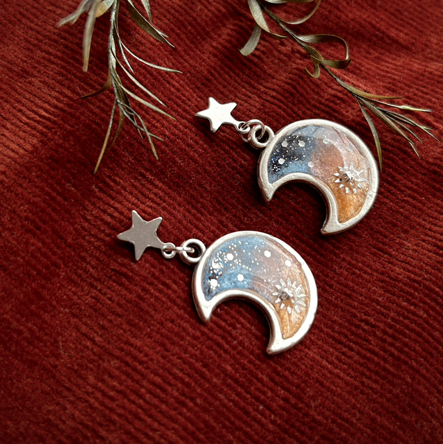 Sunset Celestial Moon Earrings 
