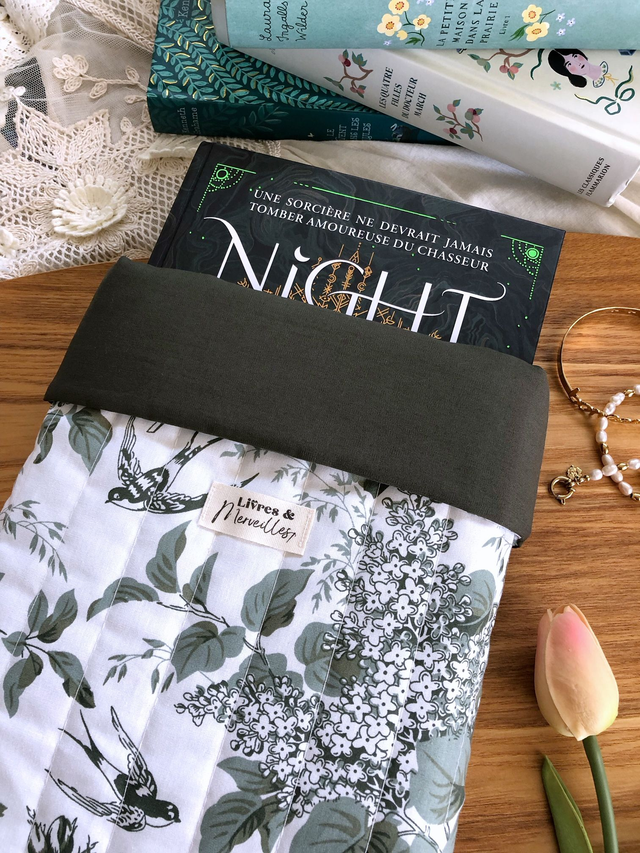 Pochette à livres en coton matelassé Philomèle - verte