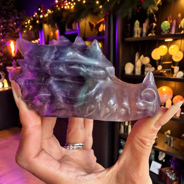 Rainbow Fluorite Dragon Head