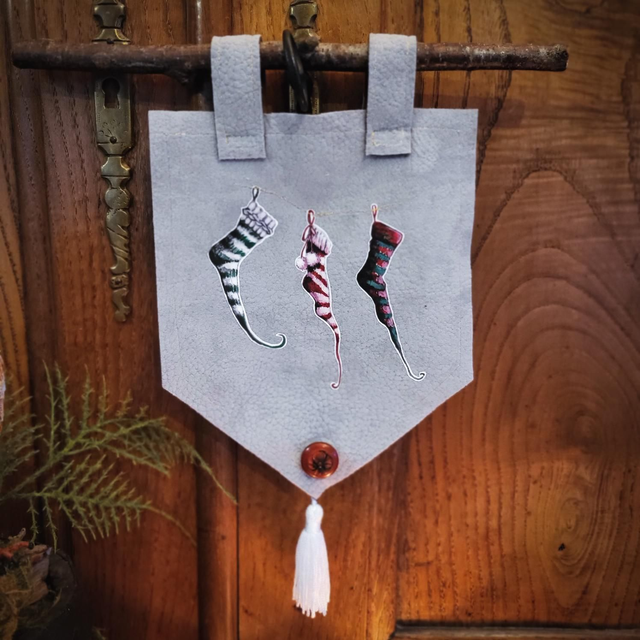 Mini blason gris &quot;Les Chaussettes du Lutin&quot;