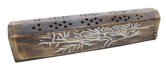 Porte encens bois coffret arbre de vie