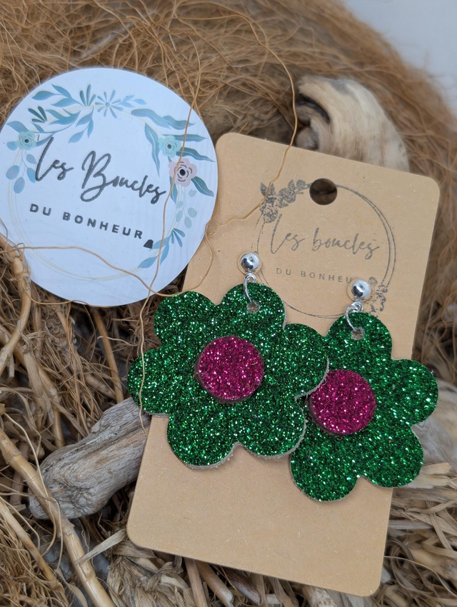 Marguerite m1150 vert paillettes framboise paillettes 