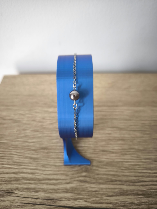Bracelet Perle de Majorque Anthracite – Bijou Femme en Acier Inoxydable