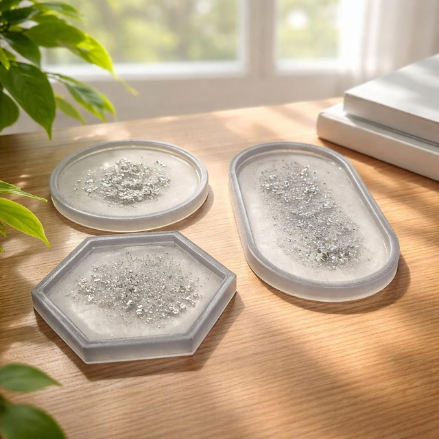 Ensemble de 3 plateaux design - Collection Argenté 