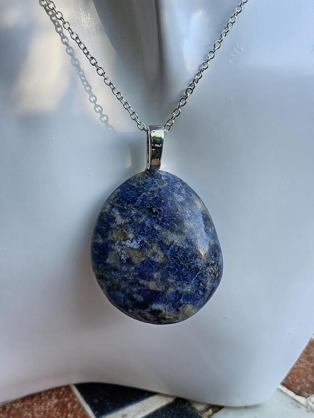 Sodalite Pebble Sterling Silver Necklace