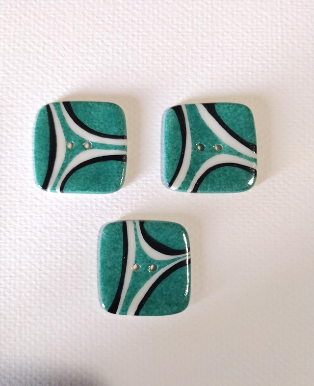 Bouton carré vert ou turquoise 