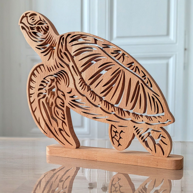 Tortue de mer en hêtre