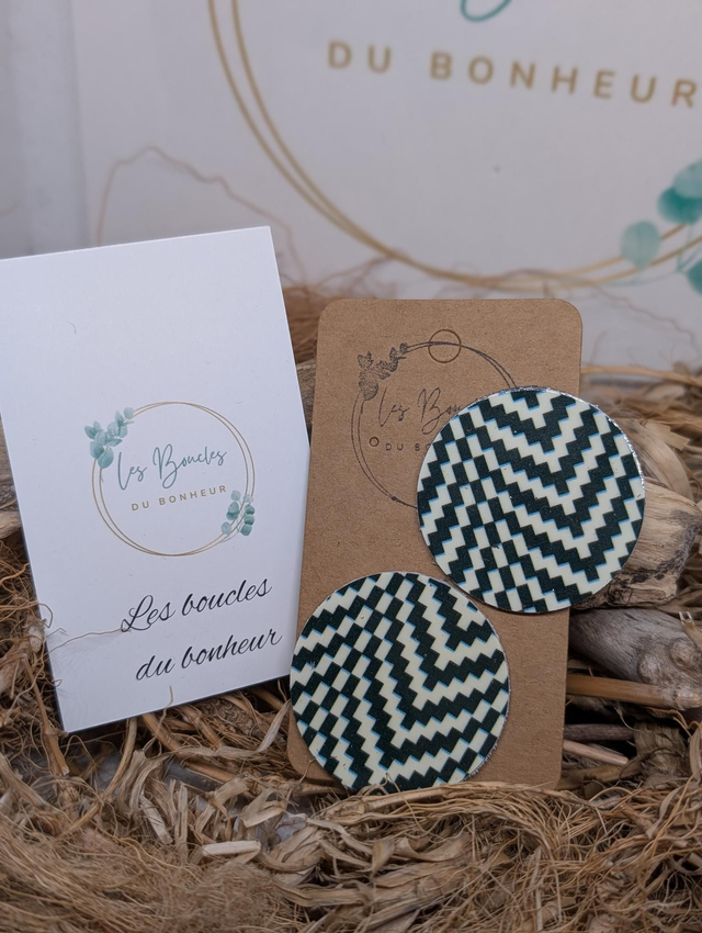 Boucles d&#039;oreilles Moon noir et blanc bm1211