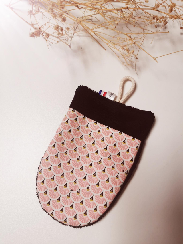 Gant de toilette rose/noir
