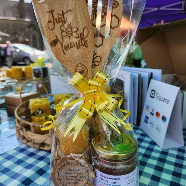Gift Set ( Honey, Rolled Candle, Wooden Spoons )