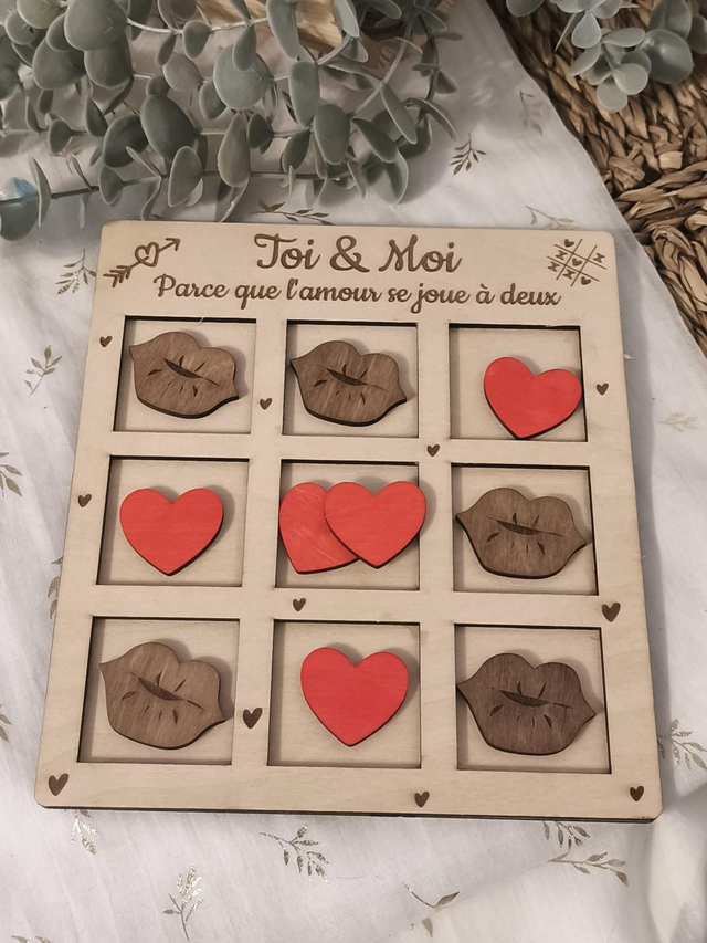 Jeu du morpion en bois – Toi &amp; Moi 💕 | Jeu d’amour à deux