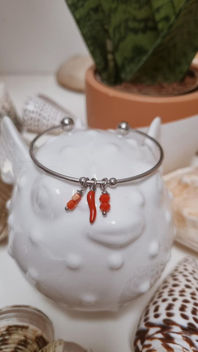 Jonc acier argenté - piment 