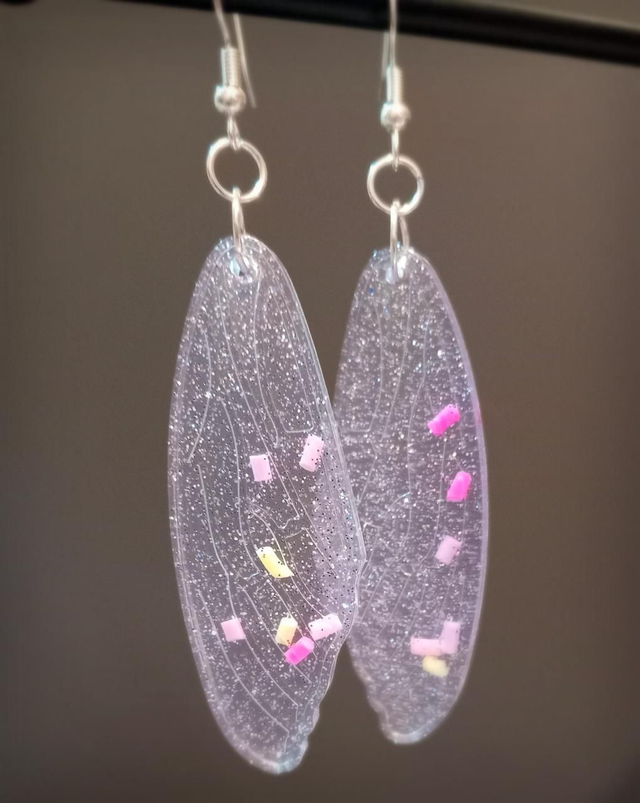 Large Glitter Sprinkle Fairy Resin earrings (UV/ blacklight reactive)