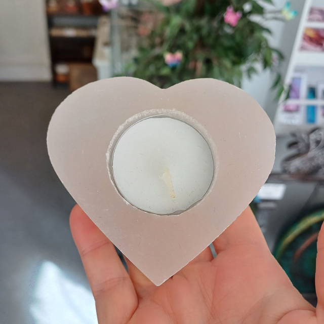 Selenite Tealight Holder - Heart